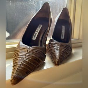 RARE VINTAGE Designer Manolo Blahnik Real Leather Heels - Made in Italy